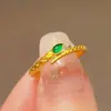 Anel de Cobra Verde Estilo Livro Vermelho, Cobra de Listras Pesadas Antigas Incrustada com Pedras Preciosas, Anel Ajustável de Cobra do Zodíaco