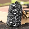 Jadeíta Natural Grado A Tipo Pollo Negro Guardián de Kowloon Guan Yin Hebilla de Seguridad Tallada por Ambos Lados Colgante Flor de la Fortuna de Jadeíta