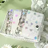 Caderno de folhas soltas A5A6 capa macia de reposição portátil A7 coração a laser transparente fecho de pressão álbum de armazenamento de adesivos de cartão pequeno