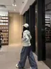 Sudadera con capucha y cremallera estampada 'American Hot Girl' para mujer, nueva de otoño, casual, la más fácil de combinar, tops estilo gótico, top corto