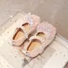 Zapatos de Niña Zapatos de Cuero de Cristal de Princesa para Niños 2025 Nuevo Primavera Niña Bebé Suela Suave Zapatos de Cuero de Cristal Brillante