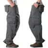 Calça Longa Casual Versátil de Trabalho ao Ar Livre, Retro Tendência da Moda para Homens, Solta e Durável, de Perna Reta, com Múltiplos Bolsos