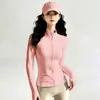 Jaqueta Pilates Yoga Cintura Curta Emagrecedora Roupa Esportiva Manga Longa Cardigã Gola Alta Zíper Roupa Fitness Top para Corrida