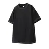Pengyun Nova Tendência High-End Costura Estilo Casal Moda Versátil Casual Camiseta Masculina Verão Solta Confortável Manga Curta