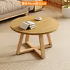 Juego de Mesa de Café Sencillo de Madera Maciza Japonesa Mesa Redonda Pequeña para Apartamento Dormitorio Mesa Auxiliar para Sofá de Sala de Estar Mesa de Té para Balcón