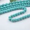 Contas Soltas Turquesa Redondas Turquesa Explosiva Semi-Acabada Acessórios para Pulseira Colar DIY Contas Turquesa Azul e Branca Otimizadas