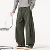 Calça de Trabalho Retrô Japonesa Outono Masculina Calça Larga Masculina Casual Curva Calça Longa Solta Algodão Puro Calça de Perna Reta