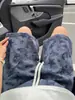 Pantalones Cortos Deportivos de Verano Tendencia Estilo Americano Peso Pesado Cinco Puntos Azul Marino Corte Diagonal Estampado Completo Tie-Dye Estrella para Hombre