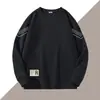 Sudadera casual de moda versátil de manga larga, camiseta básica para hombre, moderna con estampado y cuello redondo, nuevo producto de primavera y otoño, holgada y gruesa