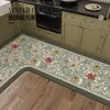 Alfombra de Piso Retro Francesa para Cocina Diatomeas L-Shaped Pieza Única Absorción de Agua Antideslizante Resistente a la Suciedad Felpudo Doméstico Alfombra Larga de Tira