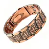 Artículo Popular Transfronterizo: Pulsera Magnética Antigua de Cobre Rojo de Tres Filas para Hombres, Pulsera Magnética Ancha con Escudo Cuadrado en Relieve