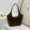 Bolso de Hombro Retro Francés con Lazo Bajo el Brazo Nuevo de Gran Capacidad Casual Tipo Cubo Bolso de Mano de Textura Escarchada para Mujer