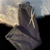 Calças jeans com cordão para homens, primavera e outono, chique estilo Hong Kong, calças casuais retas largas, marca da moda high street, calças versáteis de perna larga