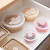 Caja de almacenamiento transparente de plástico para refrigerador, recipiente de cocina para alimentos y granos, cajas de almacenamiento redondas y cuadradas apilables