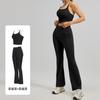 Juyitang Conjunto Slim de Yoga com Blocos de Cor Cintura Alta Levanta Bumbum Emagrecimento Conjunto de Fitness de Duas Peças para Mulheres