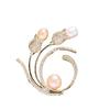 Broche de Flor de Pérola de Água Doce Natural Zircônio Cobre Doce Fresco Elegante Zircão Criativo Elegante