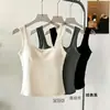 Camisola de Punto de Alto Gama Otoño/Invierno con Tirantes Cruzados en la Espalda y Almohadillas en el Pecho, Ropa Interior Básica Sencilla de Corte Ajustado con Cuello Cuadrado