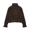 Ropa de Mujer Transfronteriza 2026 Moda Europea y Americana Efecto Textura Gamuza Cintura Ceñida Plisado Chaqueta Abrigo Mujer E490820