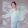 Vestido de gasa fluido de danza clásica con lazos holgados, hermoso cubrimiento, atuendo moderno de práctica de danza china