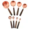Juego de tazas y cucharas medidoras de nogal herramientas de cocina para hornear con báscula juego de cucharas medidoras juego de ocho cucharas medidoras de acero inoxidable en stock