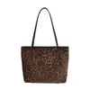 Bolso de mano retro estilo coreano, gran capacidad, diseño nuevo, adecuado para ir al trabajo y uso casual, bolso de compras con estampado de leopardo para mujer