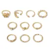 Anillos Populares Transfronterizos Europeos y Americanos, Juego de Anillos Abiertos Articulados con Diamantes de Corazón, Estrella y Luna, Diseño de Nicho de Personalidad Femenina