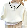 Nuevo suéter de otoño con cuello polo para niños, elegante y versátil, top de punto para niños y niñas, top de bebé moderno y cálido