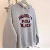 Moletom com Capuz Cinza Americano para Primavera e Outono, Tops Pequenos para Mulheres, Novo Outono e Inverno 2025, Forrado com Fleece e Espessado