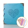 Álbum de Fotos de Cuero Sintético Encuadernación con Anillas de Hierro DIY Pegado a Mano Tarjeta Negra Álbum de Fotos de Hojas Sueltas Scrapbook Cuero de Alta Calidad Personalización