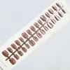 Uñas Postizas Combinadas Ojo de Gato Color Sólido Usables, Uñas de Manicura Color Sólido Blanqueadoras y de Alta Gama, Almendras Largas Removibles (30 piezas)