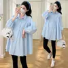 Cardigan Suelto de Punto de Estilo Coreano Nuevo para la Primavera, Camisa de Maternidad de Longitud Media