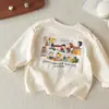 Camiseta Base Infantil 2026 Primavera y Otoño Dibujos Animados Algodón Puro Patchwork Manga Larga para Niños y Niñas, Top Casual Elegante para Niños Pequeños