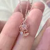 Francês suave rosa colar pequena flor rosa clavícula cadeia doce luz luxo nicho design feminino