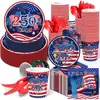Mm360 American 250Th Anniversary Vajilla Set de Fiesta para 8 Personas, Set de Cuatro Piezas, Platos de Papel Decorativos Festivos y Servilletas
