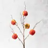 Sala de chá estilo Zen 5 cabeças fruta caqui flor de seda artificial flor artificial planta verde adereço de fotografia arranjo floral decoração suave