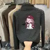 Camiseta Térmica de Felpa para Niña Otoño/Invierno Nuevo Estilo Camiseta de Manga Larga Infantil Ropa Interior Elegante para Bebé Top de Rayas de Cuello Alto
