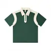 Camisa Polo Casual Suelta de Moda con Bloques de Color, Mangas Cortas y Cuello Campana, Versátil para Hombres y Mujeres, Adecuada para Ropa de Grupo, Moderna