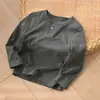 Categoria a Camiseta Henley de Algodão Lavado Infantil, Camiseta Básica de Manga Longa para Meninos e Meninas, Crianças Tamanho Médio e Grande, Roupa Infantil para Primavera e Outono