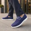 Mocasines de malla para hombre sin cordones con horma ancha, adecuados para pies anchos, transpirables, de suela blanda, sin cordones, zapatos casuales para ir al trabajo.