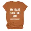 Mi Corazón Está en Ese Sitio Independiente de Deseos Estilo Europeo y Americano Camiseta Casual Simple de Manga Corta con Cuello Redondo para Mujer para Exportación
