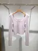 Marca de Nicho de Moda Verano 2024 Nuevo Estilo Hombros Descubiertos Ajustado Suéter de Punto Manga Corta Larga para Mujer