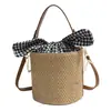 Bolsa de Palha Estilo Coreano de Nicho 2026 Nova Fashionável Personalidade Bolsa com Nó Bolsa de Mão Feminina Bolsa Transversal Tecida