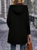 Ropa de Mujer Transfronteriza Europea y Americana Otoño e Invierno Talla Grande Forro Grueso de Felpa con Capucha Longitud Media Casual Cálido Abrigo de Mujer