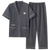 Pijama de Hombre Verano Algodón Manga Corta Cárdigan 2025 Nuevo Estilo Japonés Kimono Ropa de Casa para Hombres Jóvenes Gama Alta