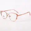 Armazones Metálicos para Lentes de Prescripción Estilo Ceja Cat-Eye, Estilo de Negocios Simple y Elegante para Hombres y Mujeres, Lentes Ópticos Antiluz Azul Sin Graduación