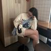 Sudadera de Manga Larga para Mujer con Cuello Redondo, Estilo Moda Nicho, Características Nuevas, Forro Polar, Engrosada, Estilo Mori, Top sin Capucha Estampado Delgado