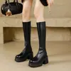 Botas Altas Chuyuji para Aumentar la Altura para Mujer, Tacón Ultra Alto, Tacón Grueso, Botas Altas Hasta la Rodilla, Botas Altas Blancas para Mujeres Bajitas, Botas de Caballero