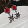 Pendientes Vintage de Plata con Aguja y Diamantes, Forma Cuadrada, Pendientes Retro de Alta Gama para Otoño e Invierno, Pendientes Exquisitos Versátiles para Mujer