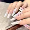 Decoraciones de Uñas Estilo Francés Transparente Hielo Moños Nuevos Dulces Cinta Tridimensional Resina Pedrería Decoración de Uñas DIY