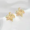 Pendientes Huecos de Hoja de Arce de Color Conservante Chapados en Oro de 14K, Forma de Hoja con Anillas Colgantes, Materiales para Accesorios de Pendientes Hechos a Mano DIY